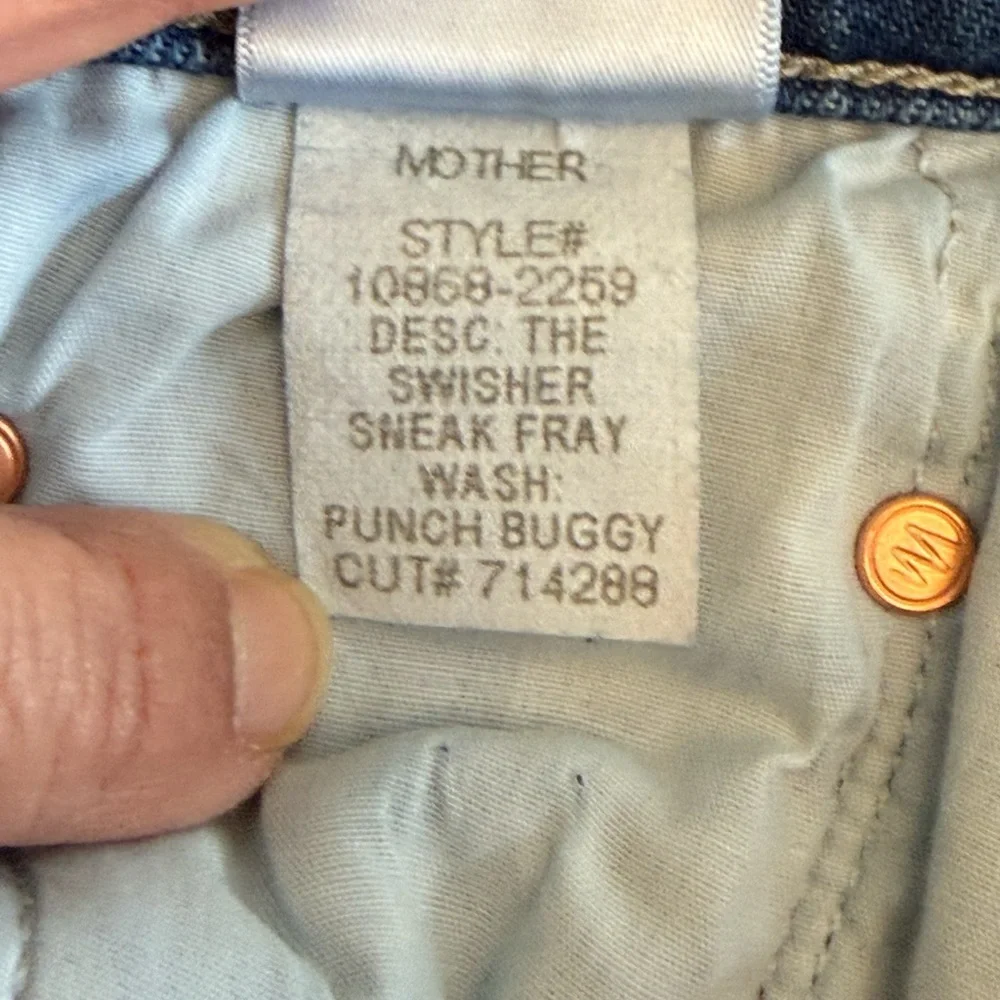 Mother The Wisher Sneak Fray Punch Buggy Denim Jeans 29 Wide Leg Raw Hem Boho